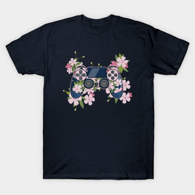 Japanese Sakura Cherry Blossom Video Game Console Controller for Gamer T-Shirt by Hixon House